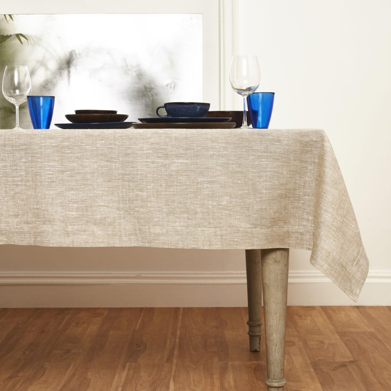 100% Pure Linen Tablecloth - Athena, 60" x 156", Champagne Beige