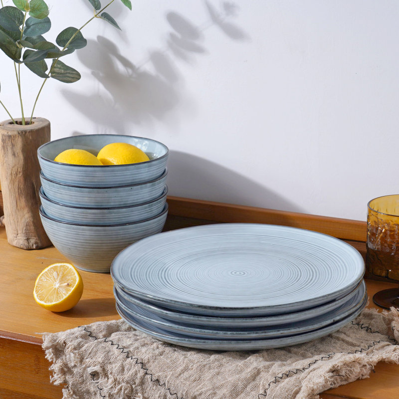 Piece Stoneware Dinnerware Set - Service for 4, Pearl Blue