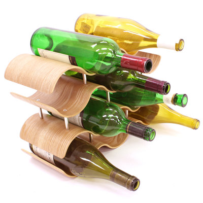 Support à vin de table 10 bouteilles en bois massif beige