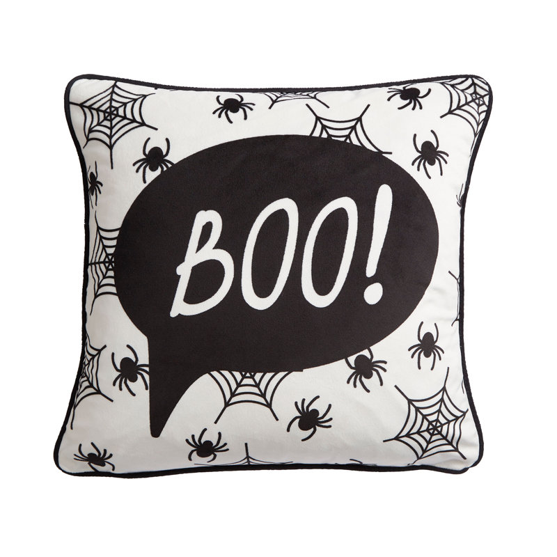 Boo Black Square Throw Cushion Cover
