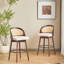 Tabouret de bar d'intérieur en bois, fini noyer avec revêtement, ensemble de 2