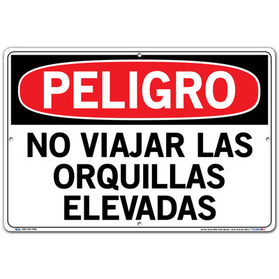 Spanish Danger Sign, Do not Travel with Forks Raised -  Vestil, SI-D-18-D-AL-080-S