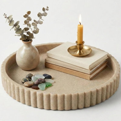 Modern Minimalist Round Decorative Tray Coffee Table Centerpiece for Living Room