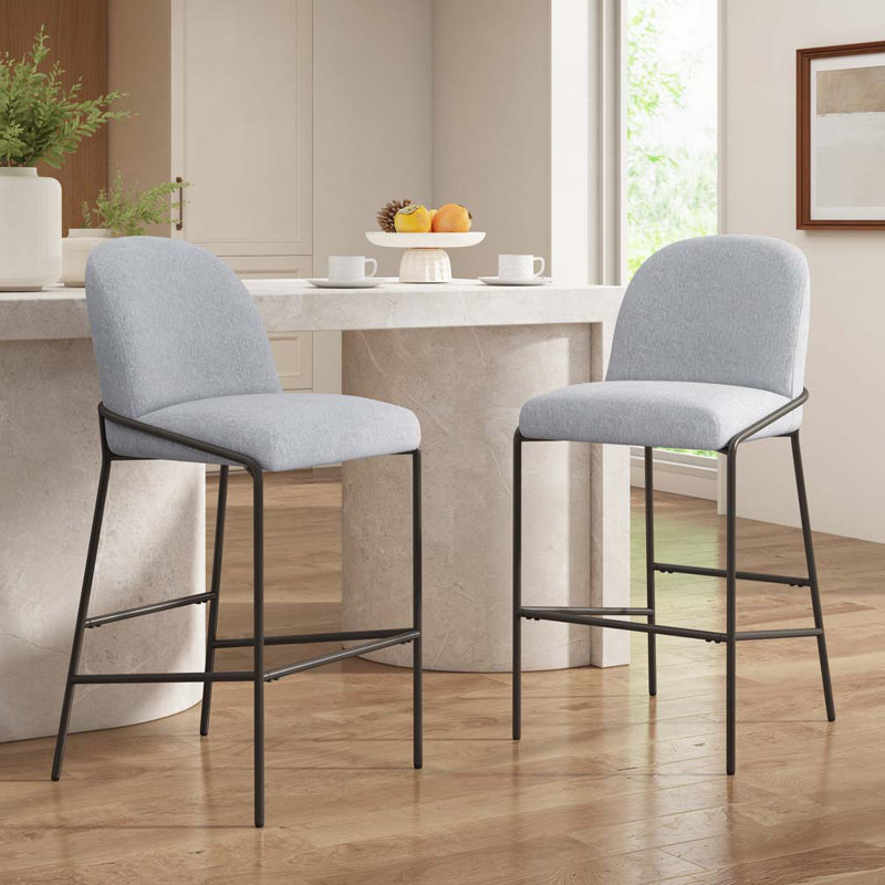 Tabouret de bar rembourré en métal, Gris