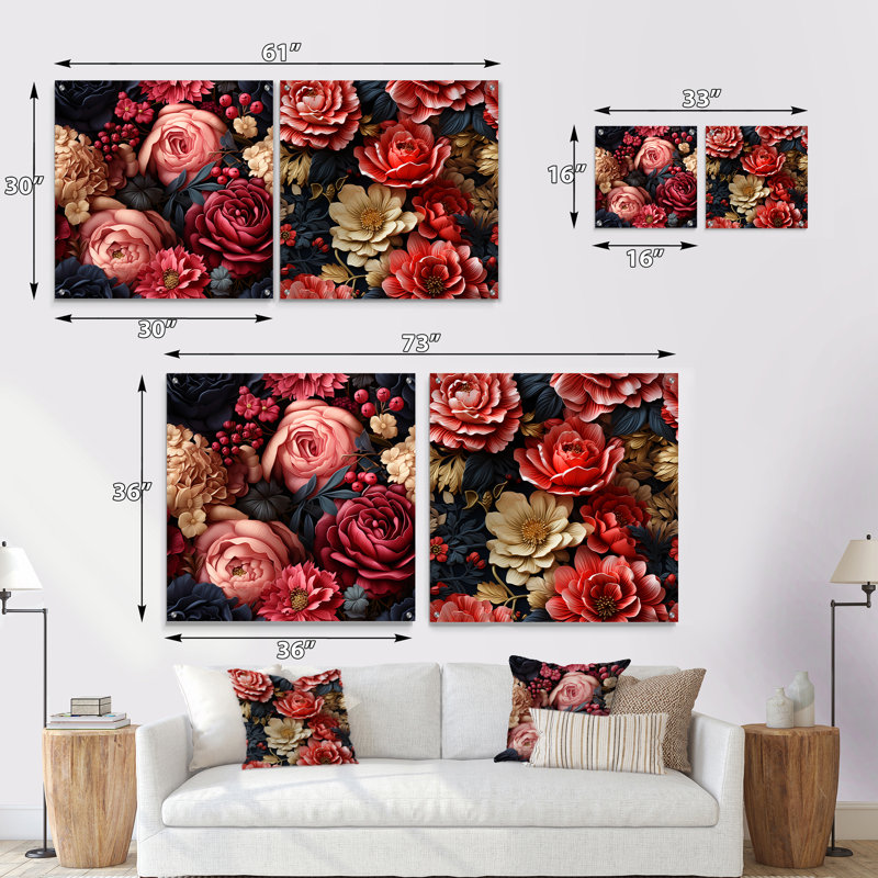 Sennête - Ensemble de 2 art mural en verre acrylique, H 16 po x l 33 po