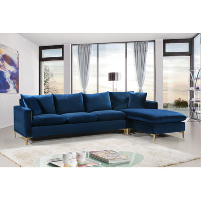 Naomi 110" Wide Velvet Reversible Sofa & Chaise