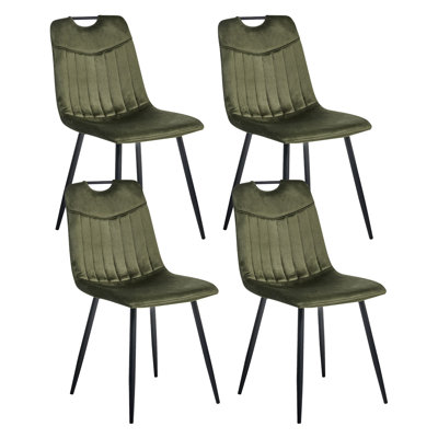 Set of 4 Dining Chairs ARGYLE Velvet
