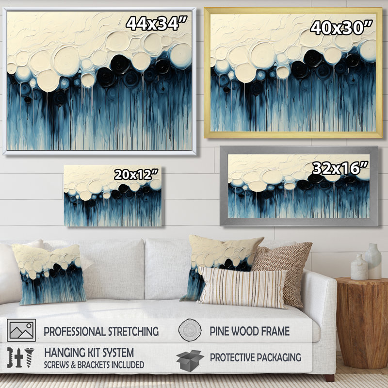 Whisnant Drip Peinture Aqua, Reproduction encadrée d'une seule photo, H 30 po x l 40 po, Doré