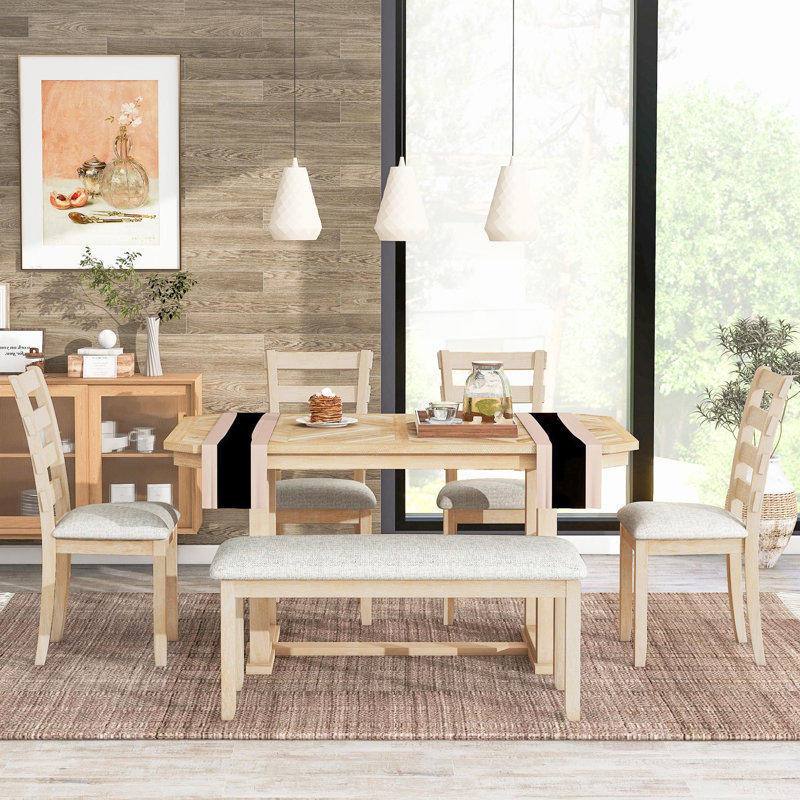 Sarinity 6 - Person Trestle Dining Set, Natural