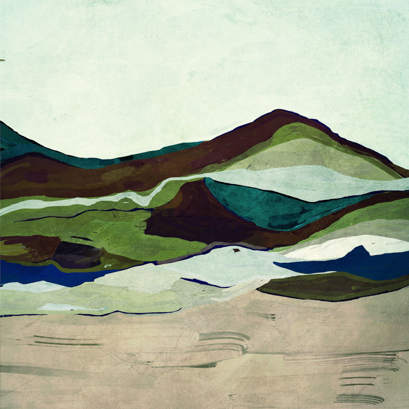 Terra Modscape VI par Chichi - Peinture de paysage moderne, Noir, H 36 po x l 48 po