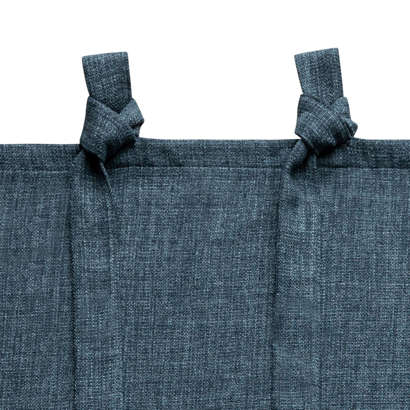 Linen Texture Tie Top Light Filtering Curtain Pair(2 Panels), 52" W x 84" L, Dark Blue