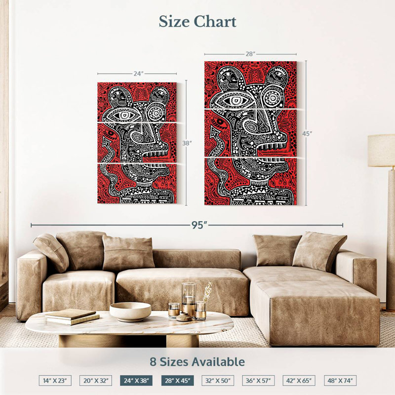 Kelan Tiki Head I Red, 38" H x 24" W