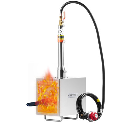 Portable Propane Forge, 1 Burner, 2600? Tool and Knife Making Blacksmithing Farrier Forge, Large Capacity Square Shape, Stainless Steel Gas Forging Tools and Equipment, Use for Metal Forging