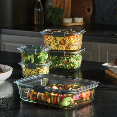 Contenants de nourriture en verre Rubbermaid Brilliance avec couvercles, 4,7 tasses, paquet de 3 (6 pièces au total)