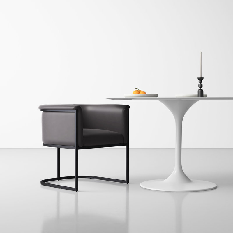 Virgil Faux Leather Upholstered Arm Chair, Gray, 1