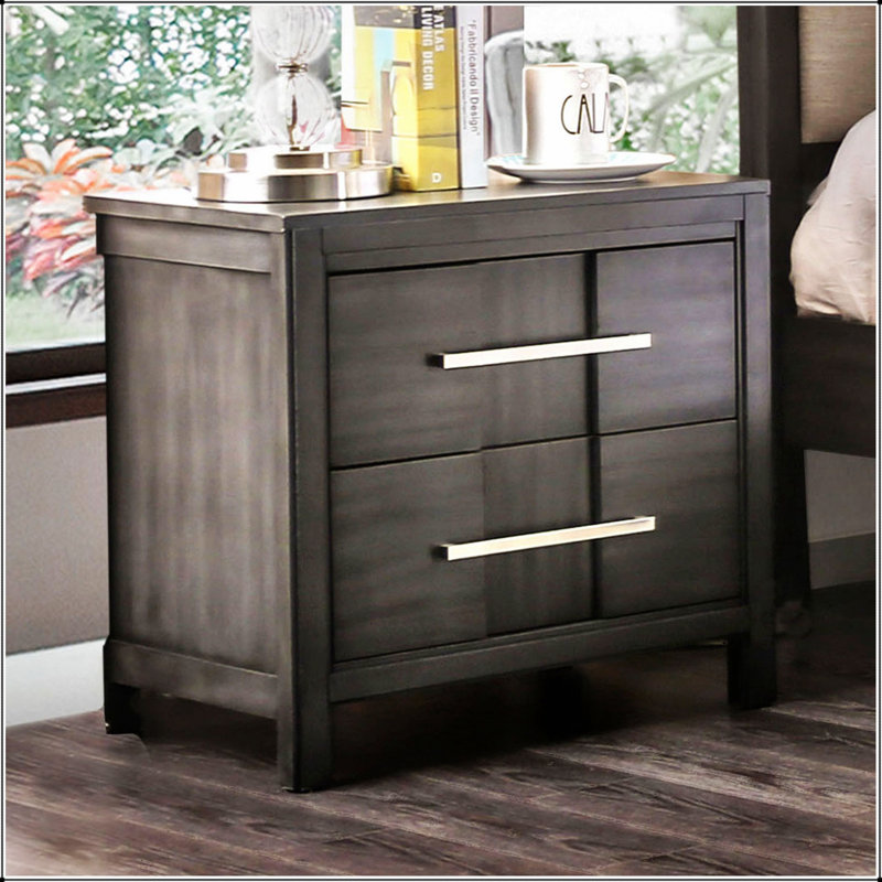Magnifique table de chevet de 1 pièce de style transitionnel en bois massif pour des meubles de chambre à coucher durables et élégants