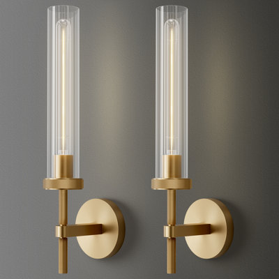 Koutarou 19.48" Dimmable Tube Wall Sconces, Solid Copper Base Sconces Wall Lighting(Bulbs Included)