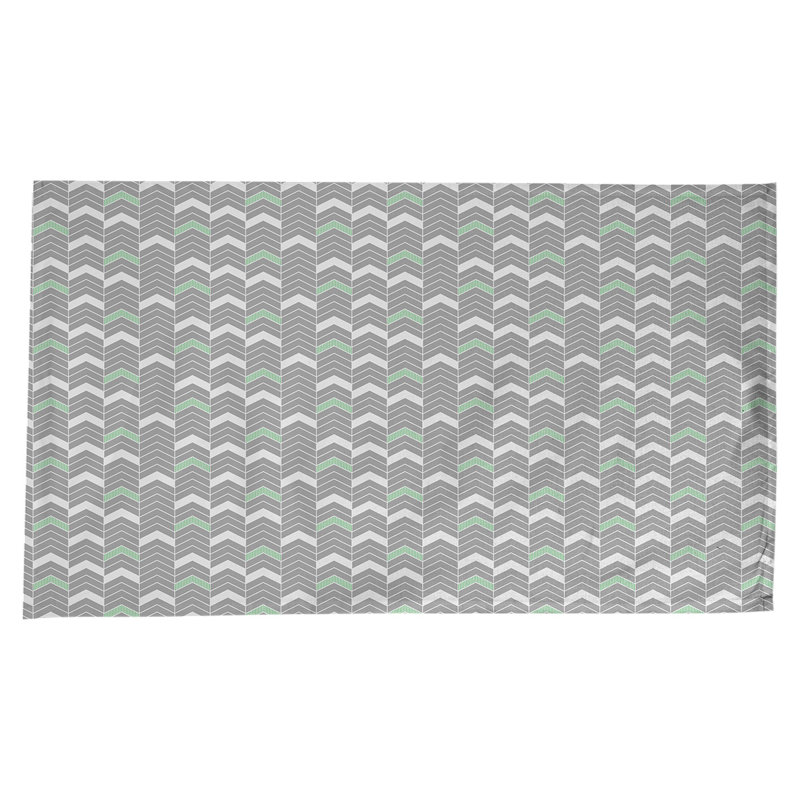 Nappe à chevrons à traits Stephenie, Gris / vert / blanc