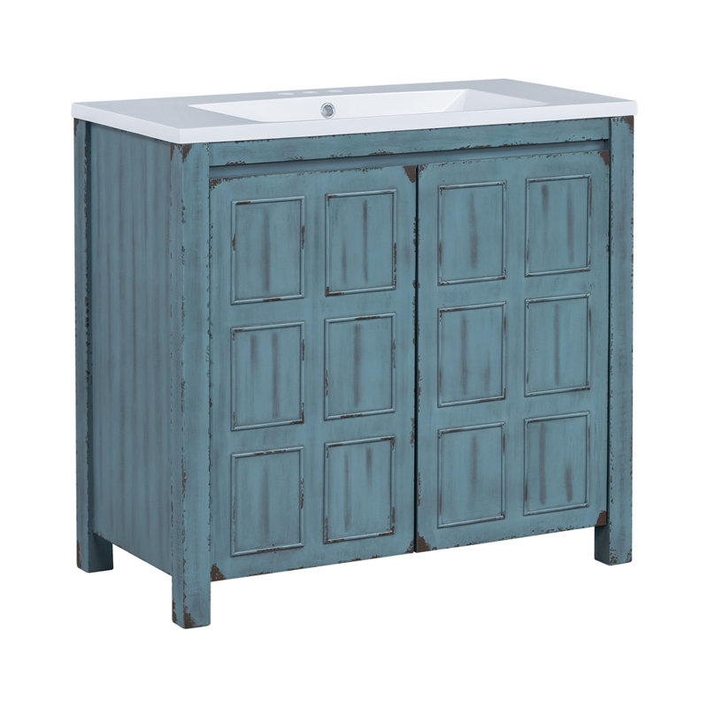 Organisateur de meuble-lavabo 36 po avec lavabo, Bleu rétro