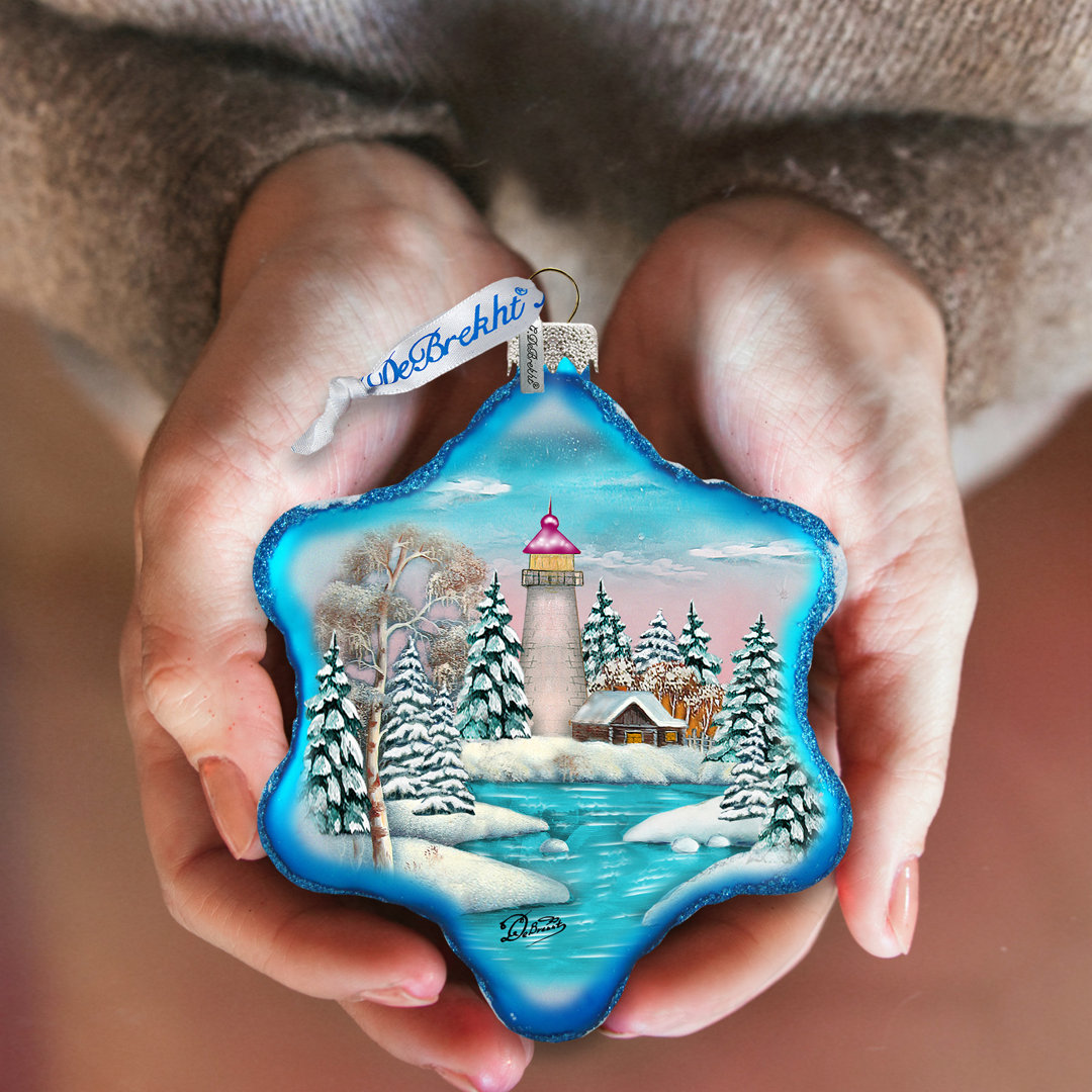 Lighthouse Snowflake Glass Ornament Holiday Splendor Collection The Holiday Aisle®