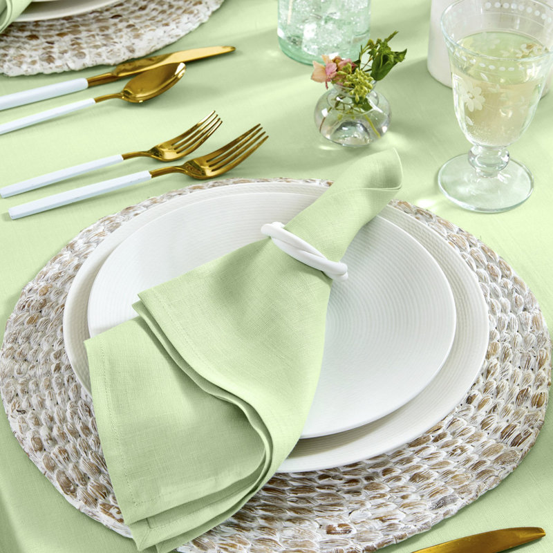 100% Pure Linen Dinner Napkins - Fete, Pastel Green
