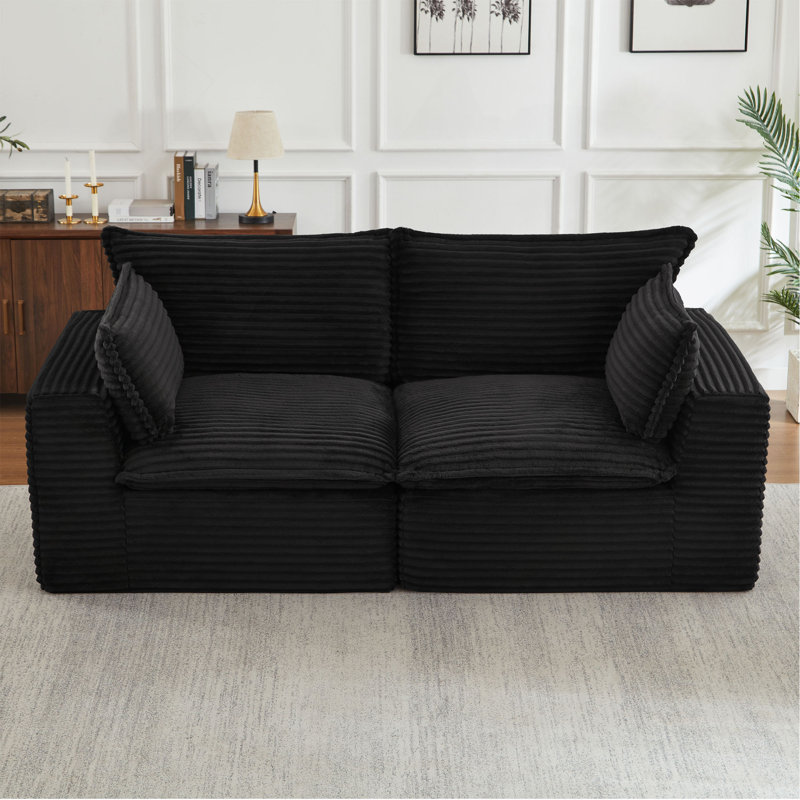 Causeuse, canapé modulaire désossé pour le salon, canapé modulaire moderne surdimensionné, Non, Noir