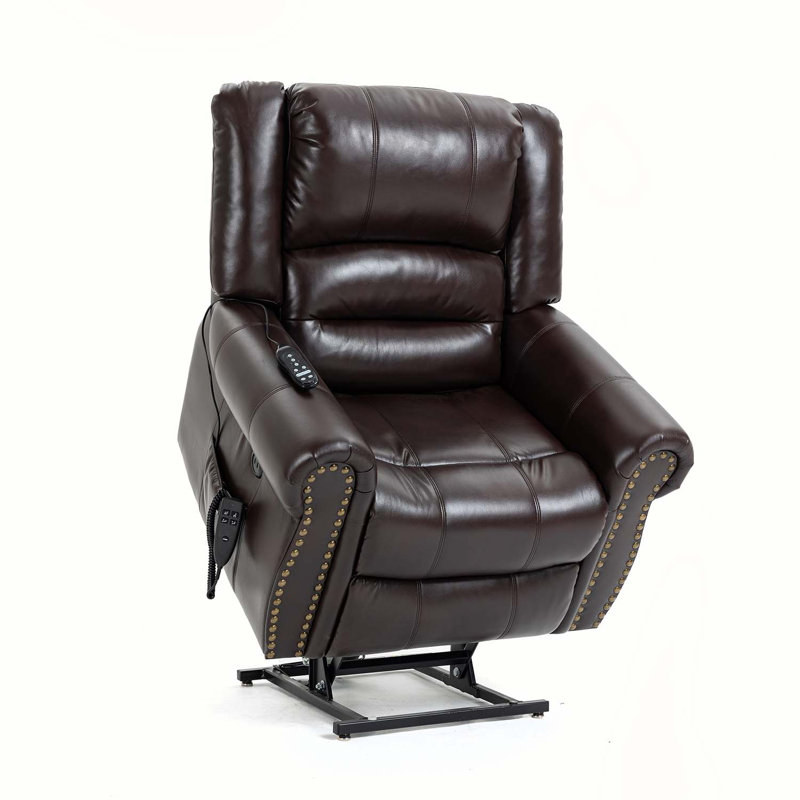 Leather Heated Massage Chair, Brown Faux Leather