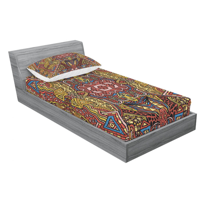 Psychedelic Microfiber Sheet Set, Twin Sheet Set with Fitted Sheet and 1 Pillowcase