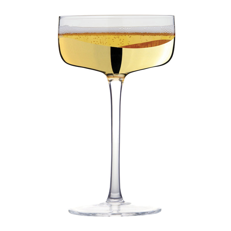 Wave Champagne Coupes, Gold/Clear