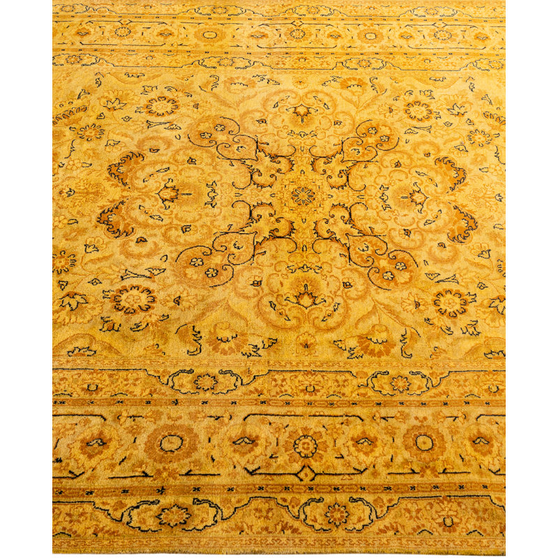 Overdyed Hand-Knotted Wool Modern-Contemporary Gold Area Rug 4' 8" x 7' 4"