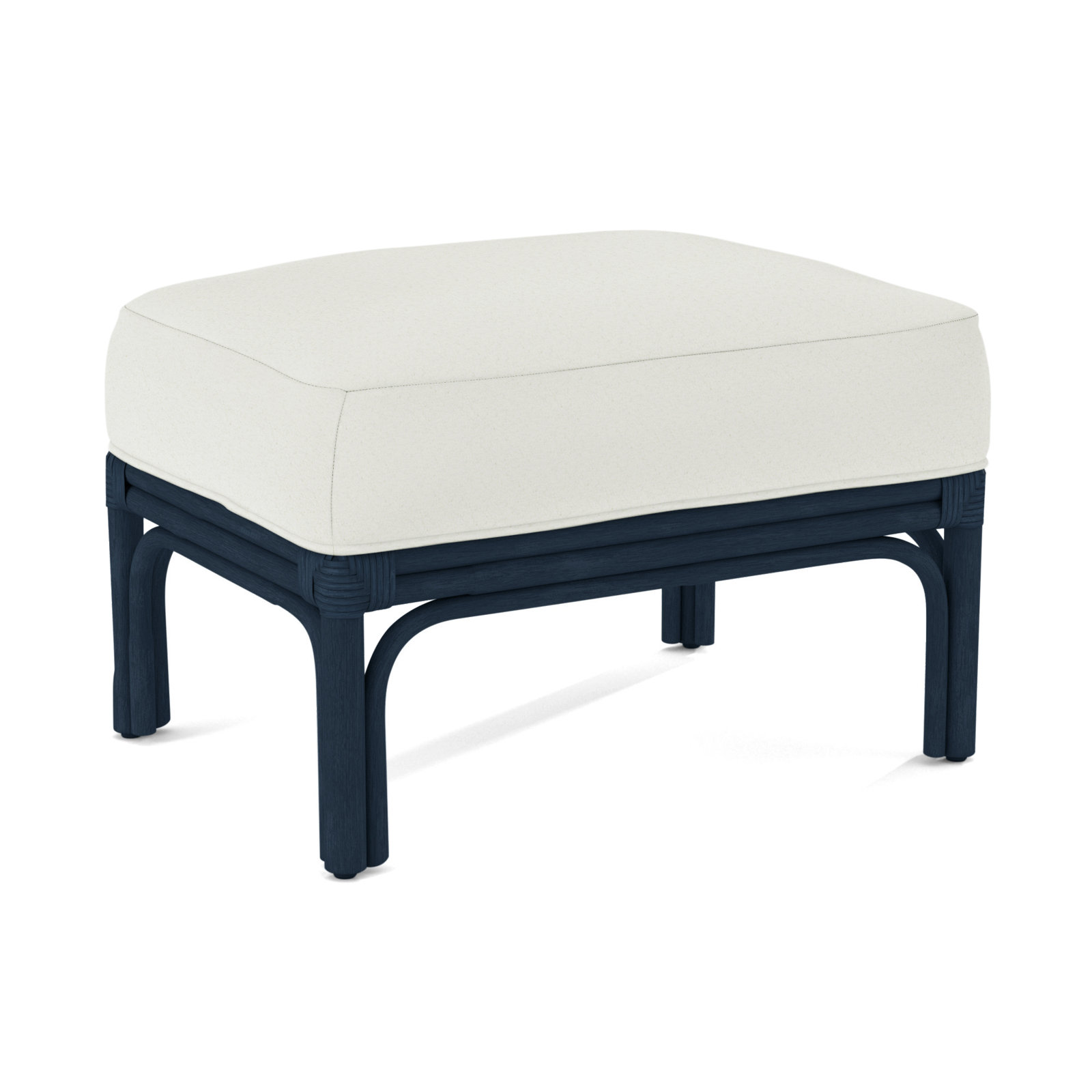 Boca Upholstered Ottoman, Navy, White Performance Fabric; 0851-94