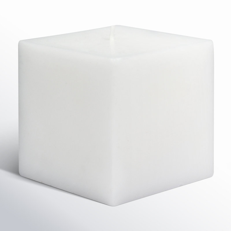 Square Pillar Candle, 3" H x 3" W x 3" D, Orange, 1 Candle