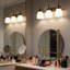 Applique murale 3 lumières avec abat-jour en verre opale, luminaire de salle de bain rétro en nickel brossé pour miroir, couloir, escalier et porche
