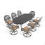 Ensemble de salle à manger 9 pièces en fonte d'aluminium, comprenant 8 chaises pivotantes et une table ovale-219262001