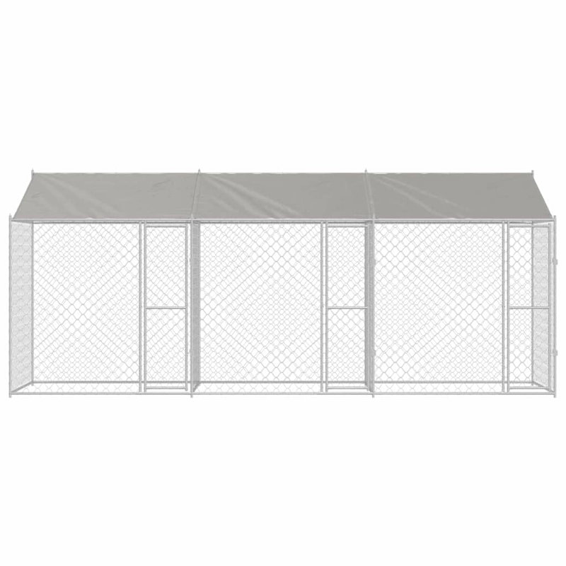 Dog Cage Dog Kennel Outdoor Dog Crate Pet House Grey Galvanised Steel