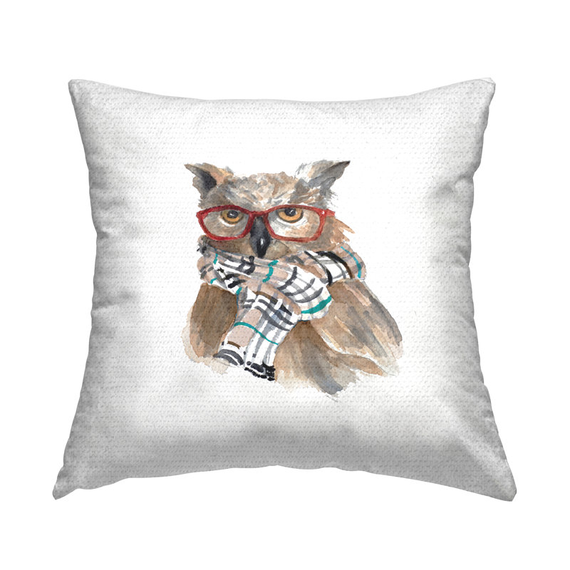 Coussin d'extérieur imprimé Intelligent Owl
