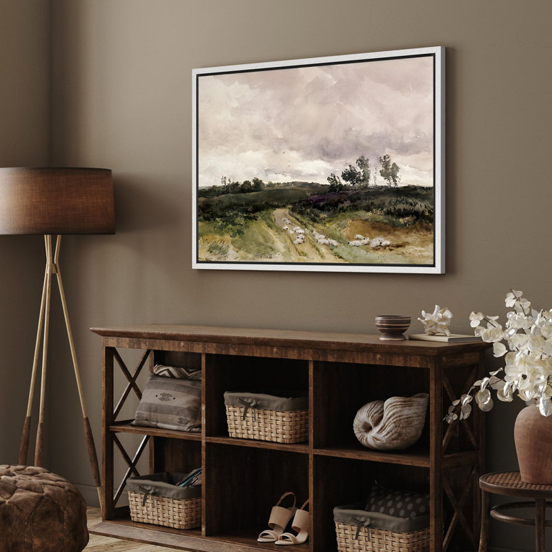 Illustration de campagne pastorale tranquille, campagne rustique, campagne française, Blanc, H 24 po x l 16 po