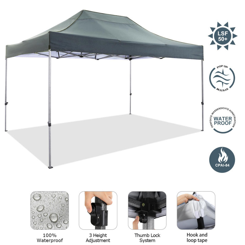 Canopy 10x15 Pop up Canopy Commercial Heavy Duty Canopy Tent Ez Pop Up Canopy Tent Wedding Party Tent, Gray
