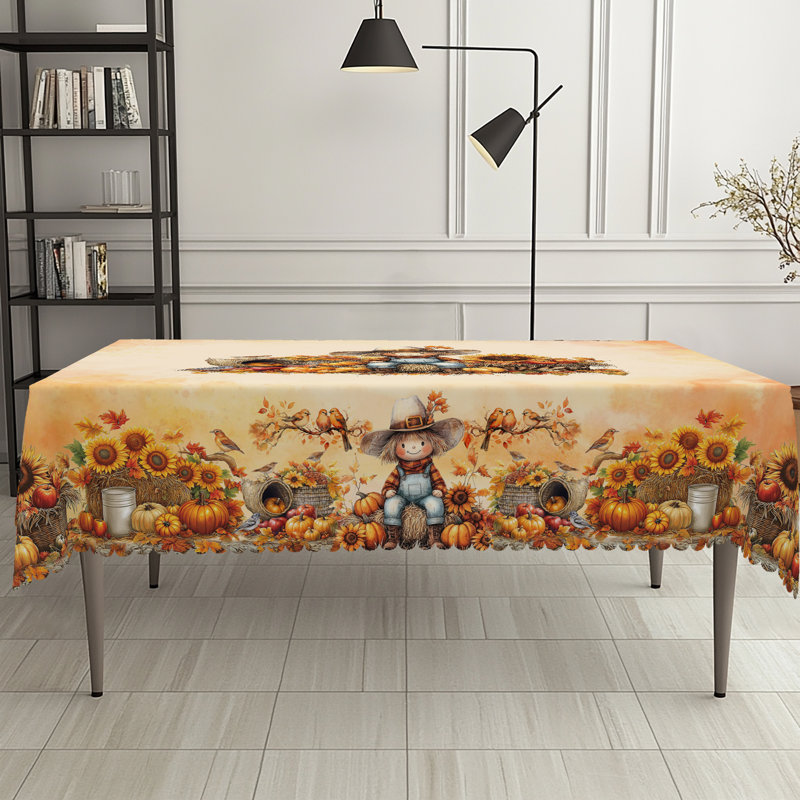 1 nappe en polyester de l'Action de grâce d'automne, écureuil, citrouille, motif à motif de hérisson, nappe rectangulaire d'automne et moisson d'automne, cadeau de l'Action de grâce, convient à l'automne, intérieur / extérieur, camping et pique-nique