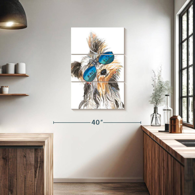 Yorkie avec abat-jour, H 38 po x l 24 po