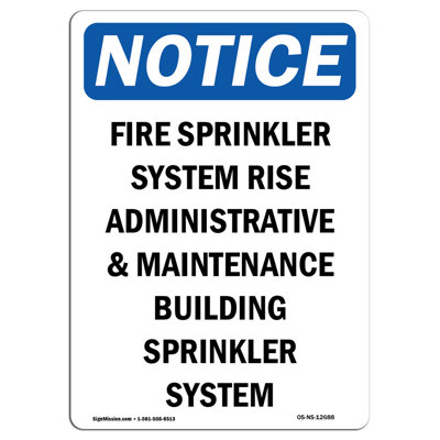 Fire Sprinkler System Riser Sign