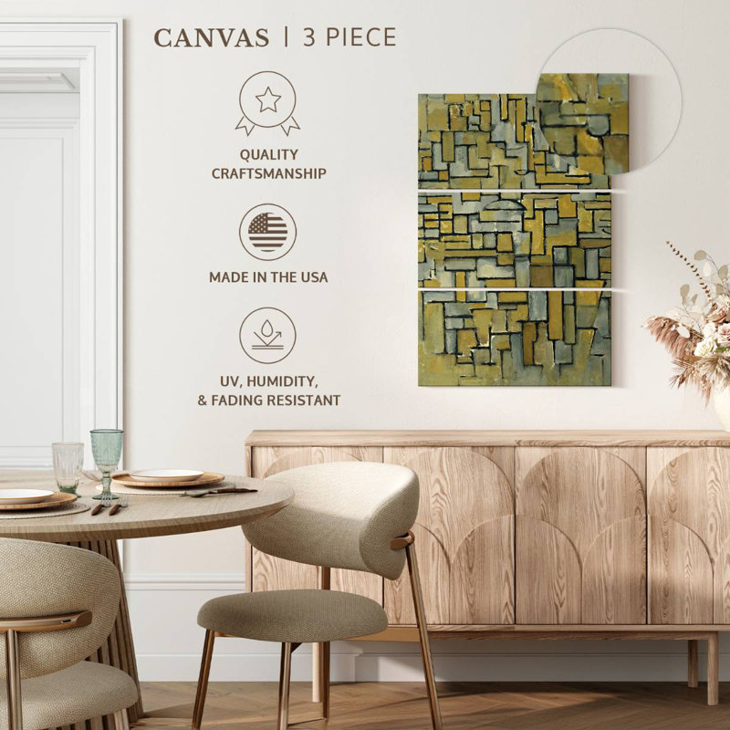 Composition Avery en brun et gris, H 57 po x l 36 po