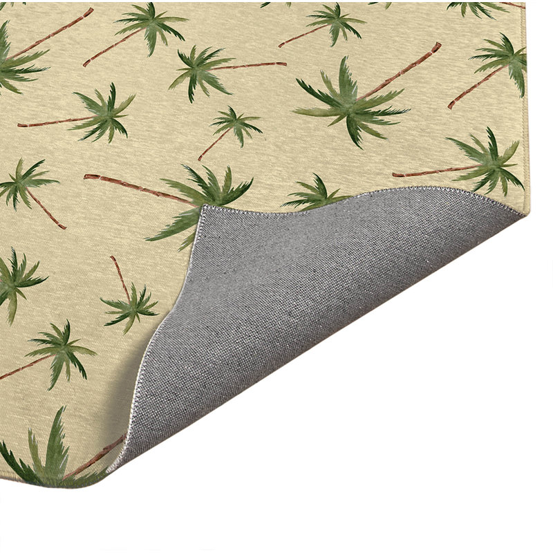 Tapis de cuisine antidérapant Summer Palms, Jaune, Rectangle 5 pi x 7 pi