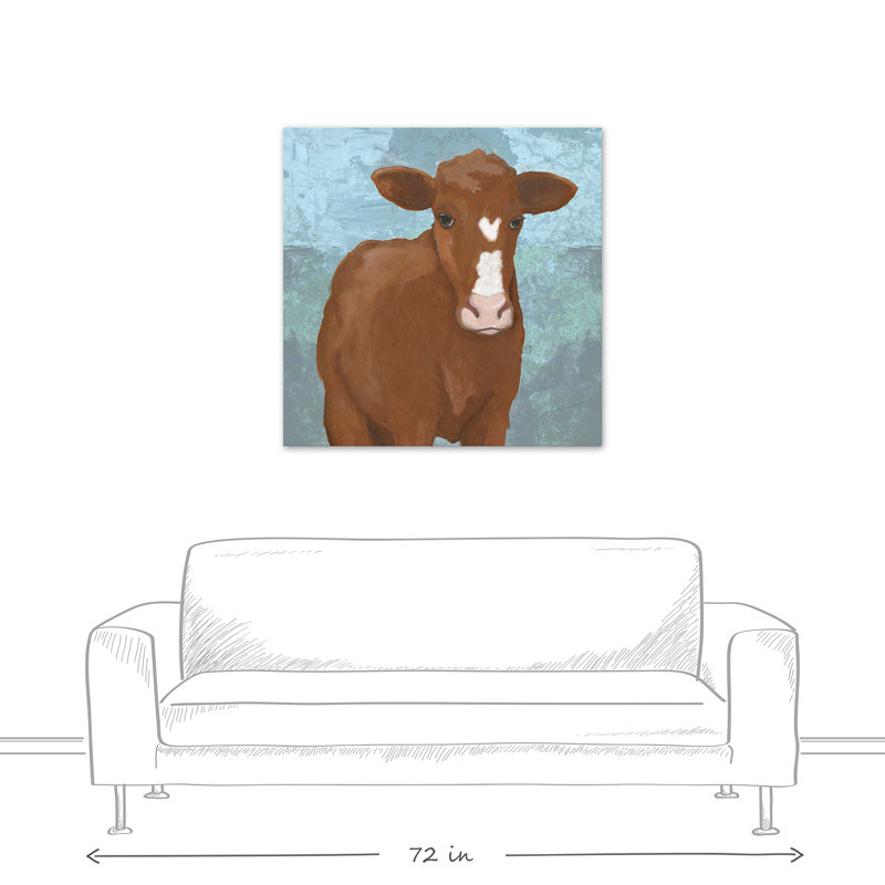 Impression de peinture acrylique « vache », H 36 po x l 36 po, Toile