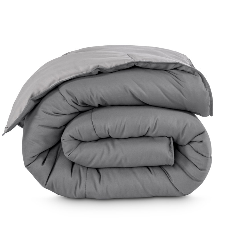 Édredon réversible en microfibre ultra douce de qualité supérieure, Gris/gris pâle, Édredon très grand surdimensionné