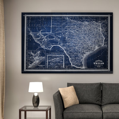 Vintage Map Texas - Graphic Art on Canvas