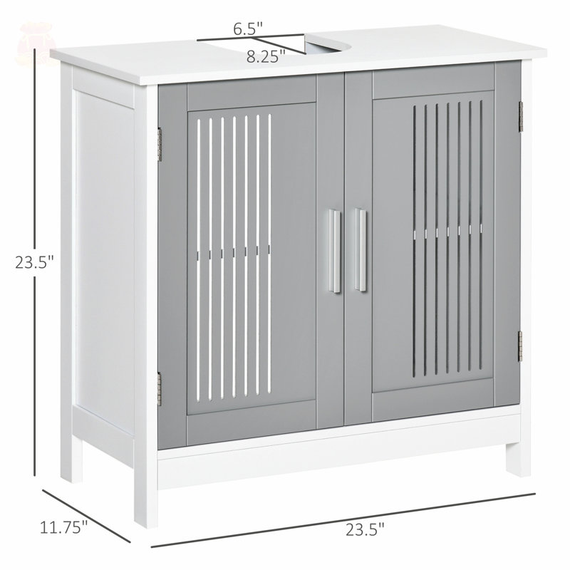 Versatile Under Sink Cabinet for Bathroom with Stylish Design and Ample Storage, White/Gray