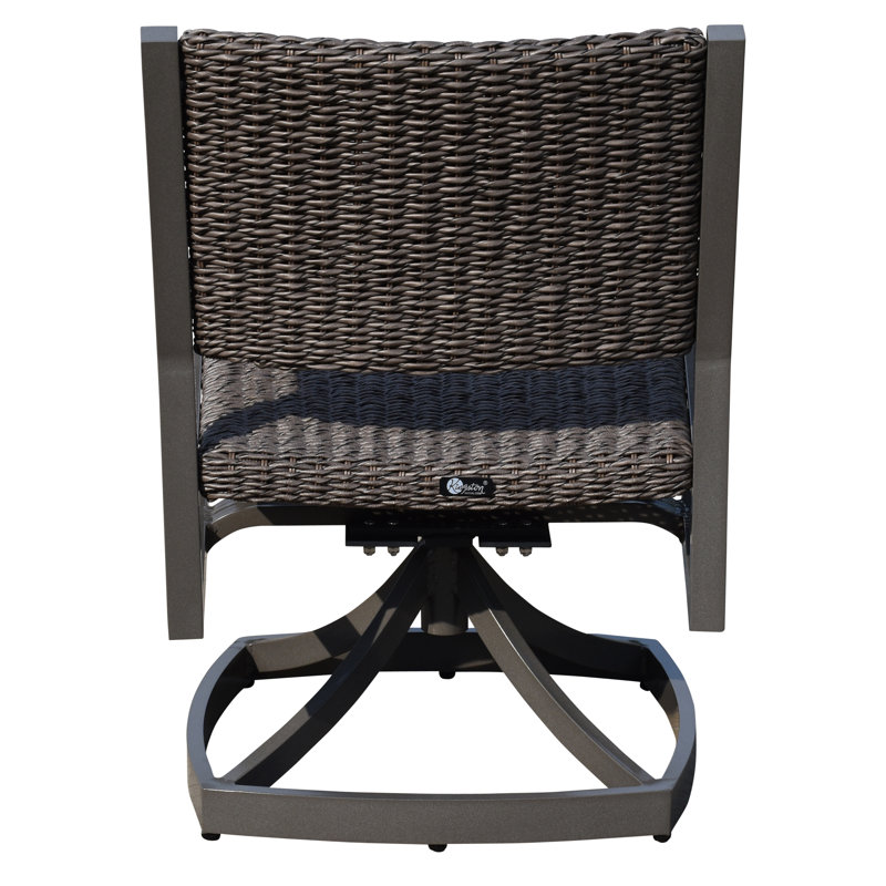 Venice Grey Taupe Swivel Patio Dining Armchair with Synthetic Wicker Weave
