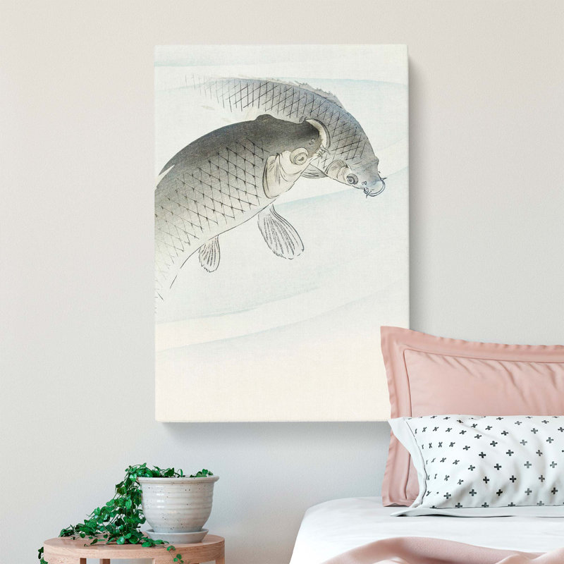 Two Carps by Ohara Koson - Wrapped Canvas, 60cm H x 40cm W x 3cm D