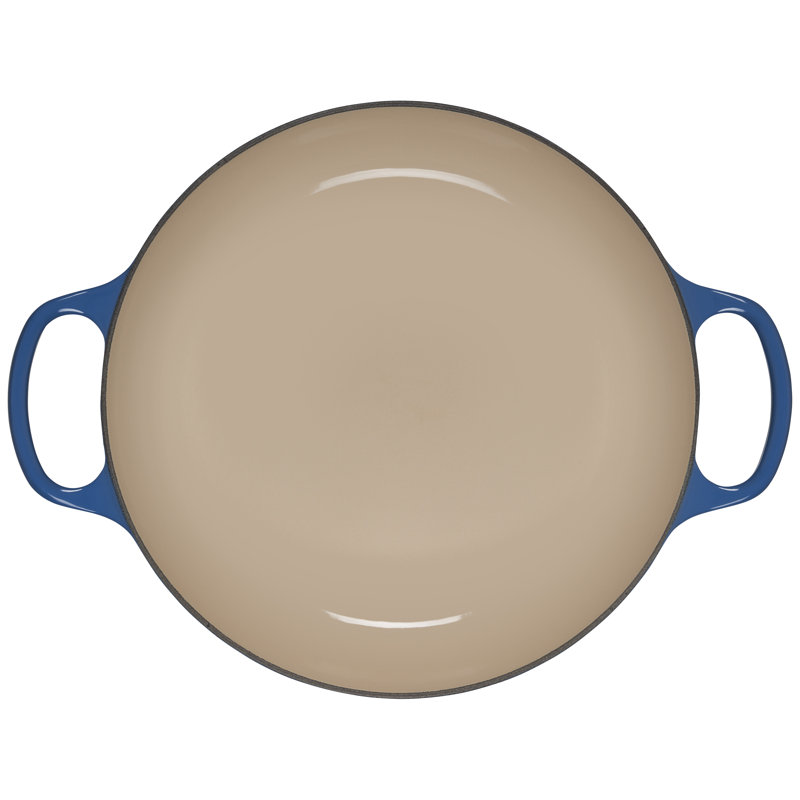 Blue Enameled Cast Iron Round Braiser with Embossed Lid, 3.5 Quarts